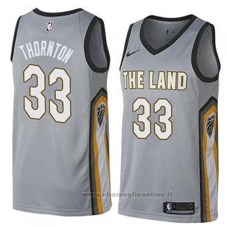 Maglia Cleveland Cavaliers Marcus Thornton NO 33 Citta 2018 Grigio