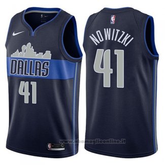 Maglia Dallas Mavericks Dirk Nowitzki NO 41 Statement 2017-18 Blu