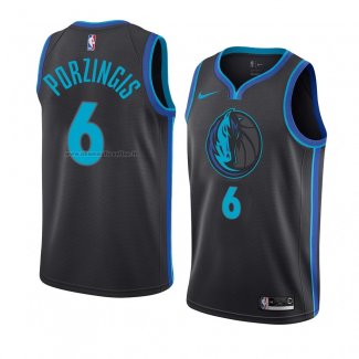 Maglia Dallas Mavericks Kristaps Porzingis NO 6 Citta 2018-19 Blu