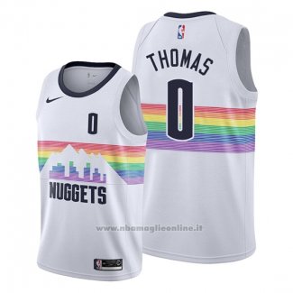 Maglia Denver Nuggets Isaiah Thomas NO 0 Citta Edition Bianco