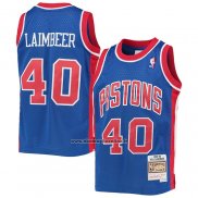 Maglia Detroit Pistons Bill Laimbeer #40 Mitchell & Ness 1988-89 Blu