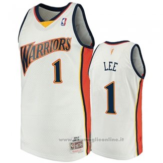 Maglia Golden State Warriors Damion Lee NO 1 2009-10 Hardwood Classics Bianco