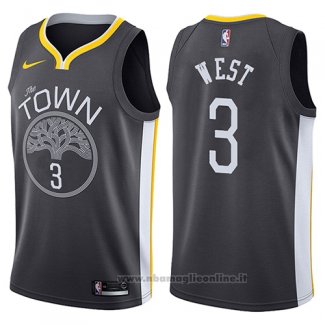 Maglia Golden State Warriors David West NO 3 The Town Statement 2017-18 Nero