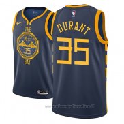 Maglia Golden State Warriors Kevin Durant NO 35 Citta 2018-19 Blu