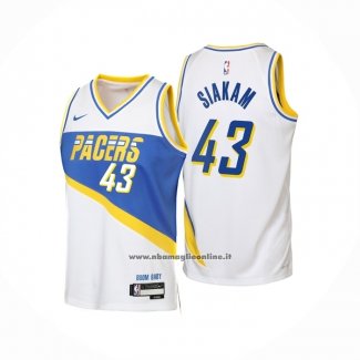 Maglia Indiana Pacers Pascal Siakam No 43 Citta 2025-26 Bianco