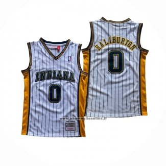 Maglia Indiana Pacers Tyrese Haliburton No 0 Mitchell & Ness 2020-21 Bianco