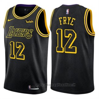 Maglia Los Angeles Lakers Channing Frye NO 12 Citta 2018 Nero