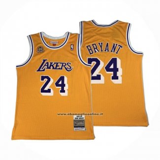 Maglia Los Angeles Lakers Kobe Bryant No 24 Autentico 2007-08 Giallo