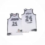 Maglia Los Angeles Lakers Kobe Bryant No 24 Mitchell & Ness 2007-08 Bianco