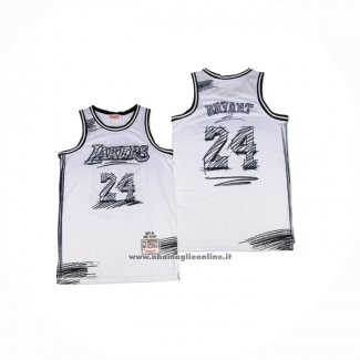 Maglia Los Angeles Lakers Kobe Bryant No 24 Mitchell & Ness 2007-08 Bianco