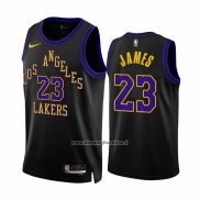 Maglia Los Angeles Lakers LeBron James #23 Citta 2023-24 Nero