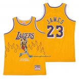 Maglia Los Angeles Lakers LeBron James #23 Hardwood Classics Skull Edition Giallo