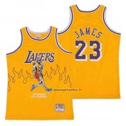 Maglia Los Angeles Lakers LeBron James #23 Hardwood Classics Skull Edition Giallo