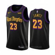 Maglia Los Angeles Lakers Lebron James NO 23 Citta 2019-20 Nero