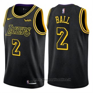 Maglia Los Angeles Lakers Lonzo Ball NO 2 Citta Nero