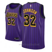 Maglia Los Angeles Lakers Magic Johnson NO 32 Citta 2018 Viola