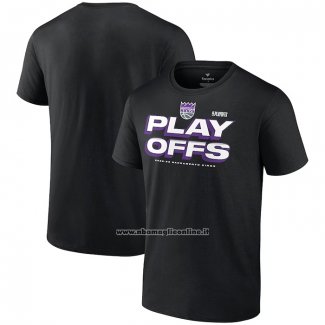 Maglia Manica Corta Sacramento Kings 2023 NBA Playoffs Nero