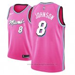 Maglia Miami Heat Tyler Johnson NO 8 Earned 2018-19 Rosa