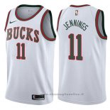 Maglia Milwaukee Bucks Brandon Jennings NO 11 Classic 2017-18 Bianco