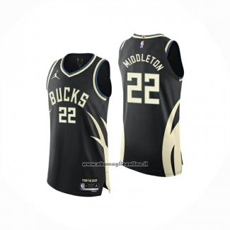 Maglia Milwaukee Bucks Khris Middleton No 22 Statement 2025-26 Nero
