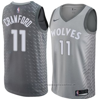 Maglia Minnesota Timberwolves Jamal Crawford NO 11 Citta 2018 Grigio