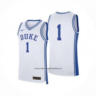 Maglia NCAA Duke Blue Devils No 1 Bianco