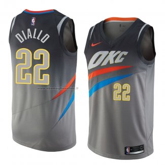 Maglia Oklahoma City Thunder Hamidou Diallo NO 22 Citta 2018 Grigio