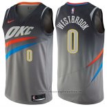 Maglia Oklahoma City Thunder Russell Westbrook NO 0 Citta Grigio