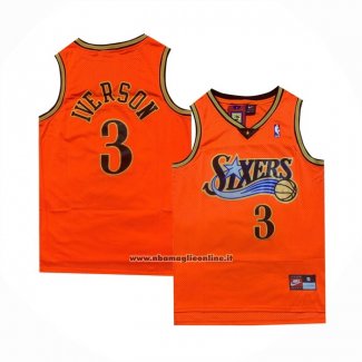 Maglia Philadelphia 76ers Allen Iverson #3 Throwback Arancione