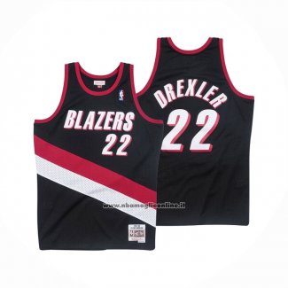 Maglia Portland Trail Blazers Clyde Drexler #22 Mitchell & Ness 1991-92 Nero