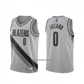 Maglia Portland Trail Blazers Damian Lillard #0 Earned 2020-21 Grigio