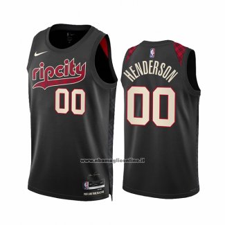 Maglia Portland Trail Blazers Scoot Henderson #00 Citta 2023-24 Nero