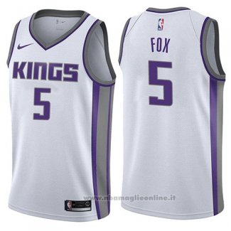 Maglia Sacramento Kings De'Aaron Fox NO 5 Association 2017-18 Bianco