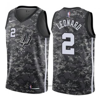 Maglia San Antonio Spurs Leonard NO 2 Citta 2017-18 Grigio