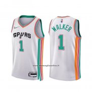 Maglia San Antonio Spurs Lonnie Walker #1 Citta 2021-22 Bianco