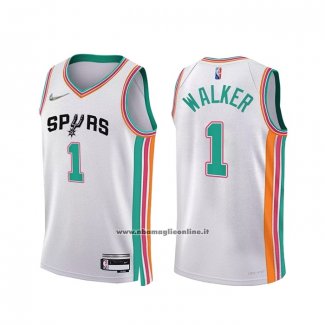 Maglia San Antonio Spurs Lonnie Walker #1 Citta 2021-22 Bianco