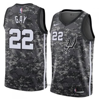 Maglia San Antonio Spurs Rudy Gay NO 22 Citta 2018 Grigio