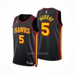 Maglia Atlanta Hawks Dejounte Murray No 5 Statement 2025-26 Nero