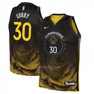 Maglia Bambino Golden State Warriors Stephen Curry #30 Citta 2022-23 Nero