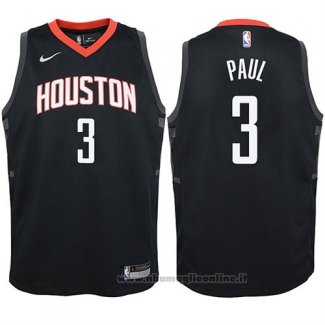 Maglia Bambino Houston Rockets Chris Paul NO 3 Statehombret 2017-18 Nero