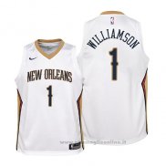Maglia Bambino New Orleans Pelicans Zion Williamson NO 1 Association 2019 Bianco