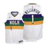Maglia Bambino New Orleans Pelicans Zion Williamson NO 1 Citta 2019 Bianco