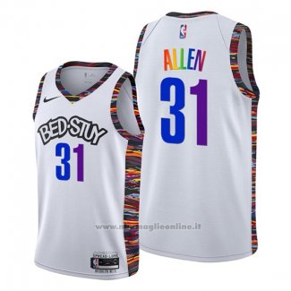 Maglia Brooklyn Nets Jarrett Allen NO 31 Citta LGBTQ Pride Night 2020 Bianco