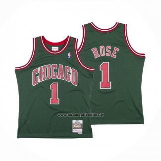 Maglia Chicago Bulls Derrick Rose #1 Mitchell & Ness 2008-09 Verde2