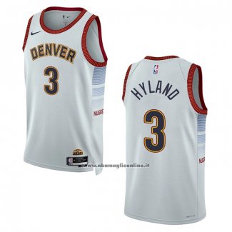 Maglia Denver Nuggets Nahshon Hyland #3 Citta 2022-23 Bianco