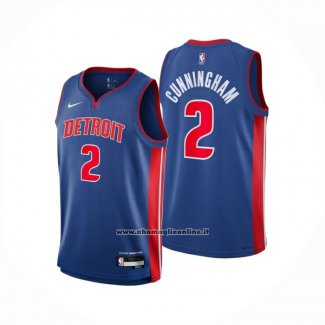 Maglia Detroit Pistons Cade Cunningham No 2 Icon 2024-25 Blu