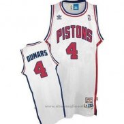 Maglia Detroit Pistons Joe Dumars NO 4 Throwback Bianco