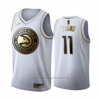 Maglia Golden Edition Atlanta Hawks Trae Young NO 11 2019-20 Bianco