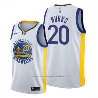 Maglia Golden State Warriors Alec Burks NO 20 Association 2019-20 Bianco