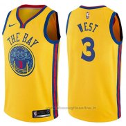 Maglia Golden State Warriors David West NO 3 Chinese Heritage Citta 2017-18 Giallo